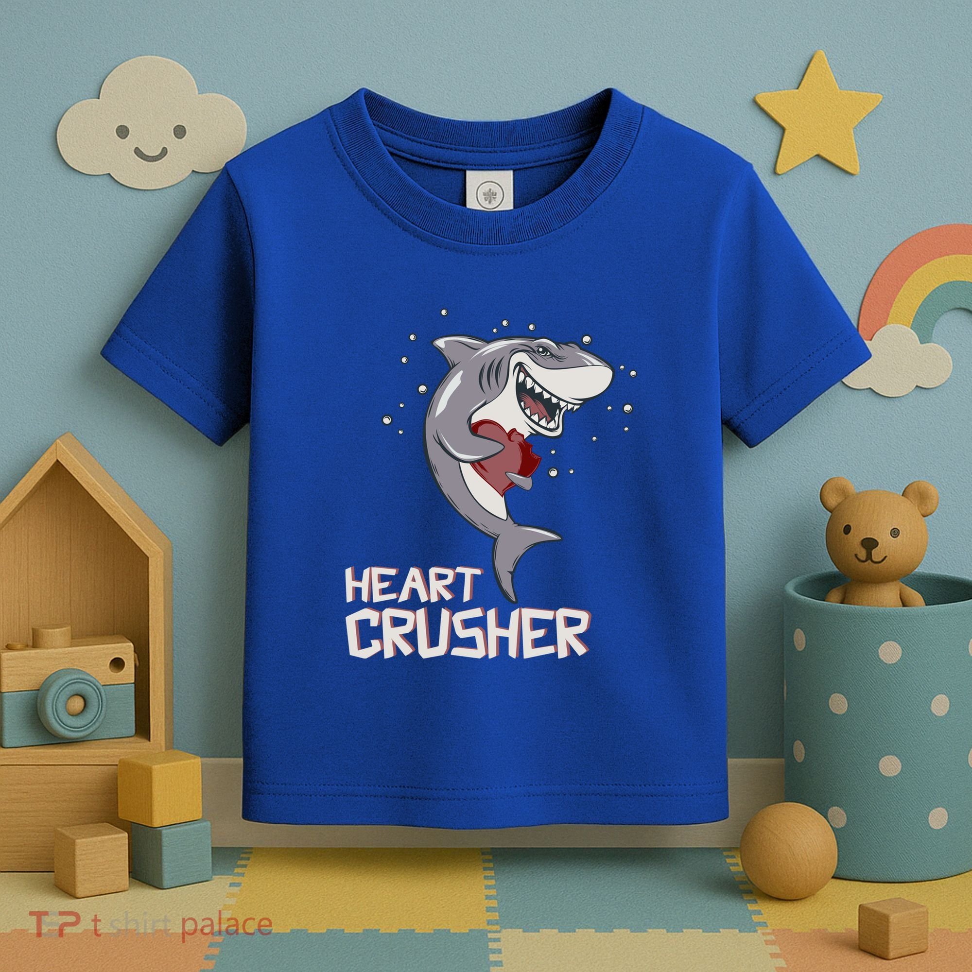 Heart Shark Crusher Valentines Day Cute Vgiftday Gift Toddler T-Shirt