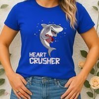 Heart Shark Crusher Valentines Day Cute Vgiftday Gift Women's T-Shirt thumb 2