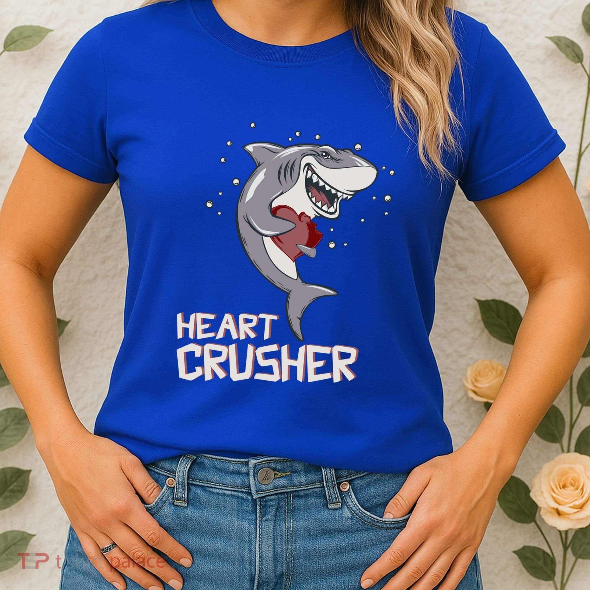Heart Shark Crusher Valentines Day Cute Vgiftday Gift Women's T-Shirt