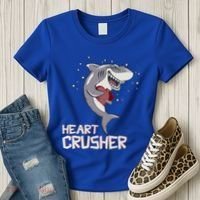 Heart Shark Crusher Valentines Day Cute Vgiftday Gift Women's T-Shirt thumb 3