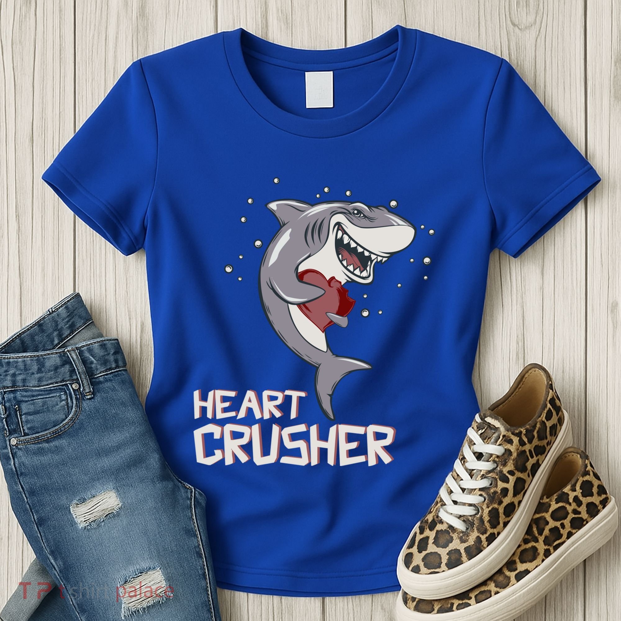 Heart Shark Crusher Valentines Day Cute Vgiftday Gift Women's T-Shirt