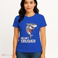 Heart Shark Crusher Valentines Day Cute Vgiftday Gift Women's T-Shirt thumb 4