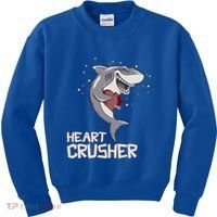 Heart Shark Crusher Valentines Day Cute Vgiftday Gift Kids Sweatshirt thumb 0
