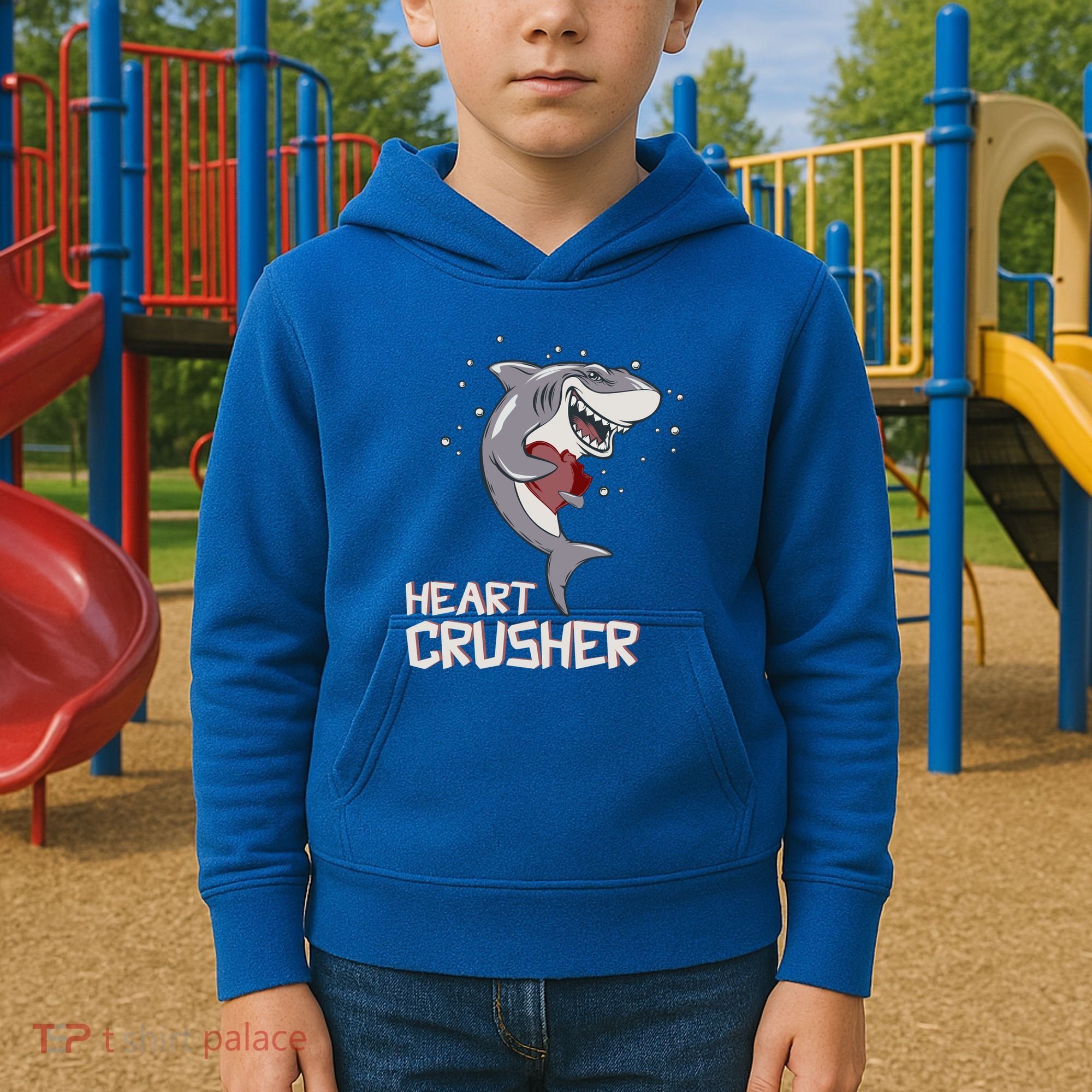 Heart Shark Crusher Valentines Day Cute Vgiftday Gift Kids Hoodie