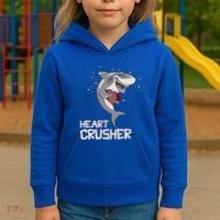 Heart Shark Crusher Valentines Day Cute Vgiftday Gift Kids Hoodie thumb 3