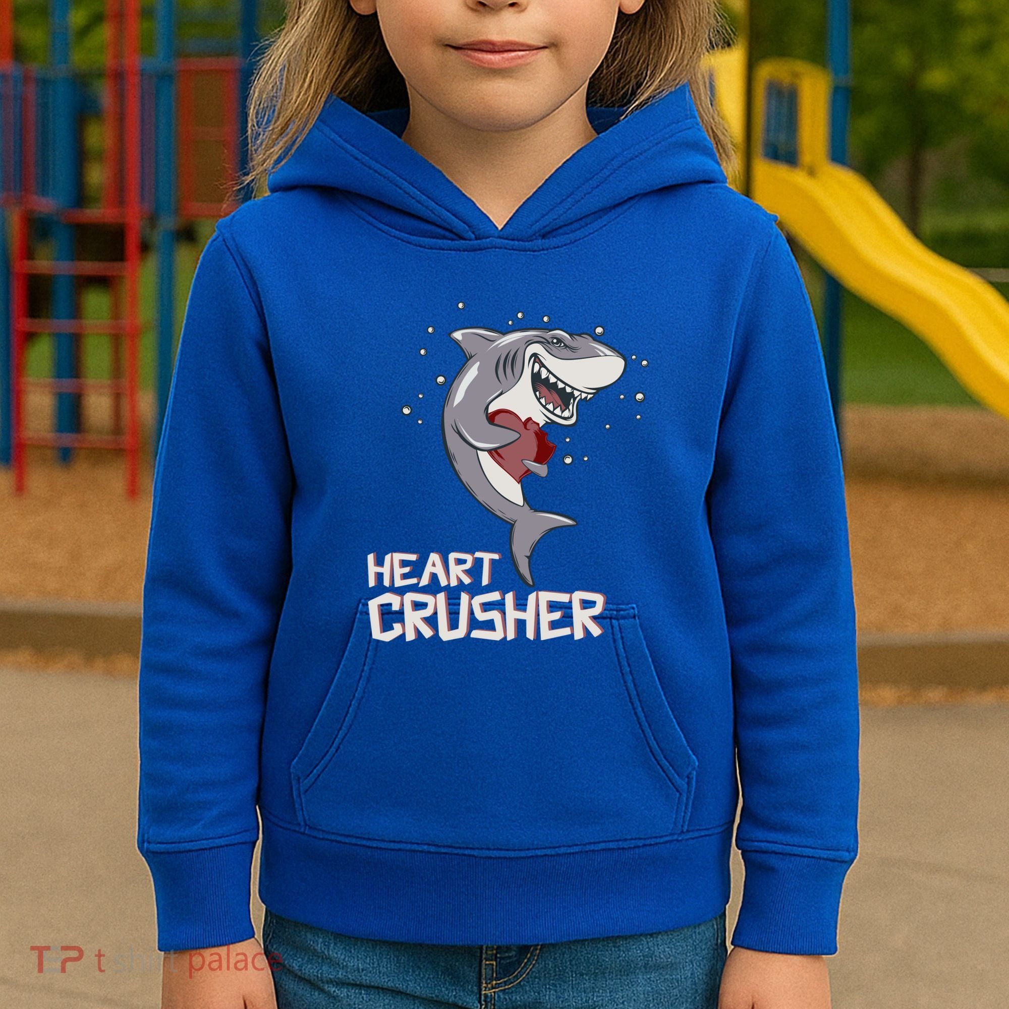 Heart Shark Crusher Valentines Day Cute Vgiftday Gift Kids Hoodie