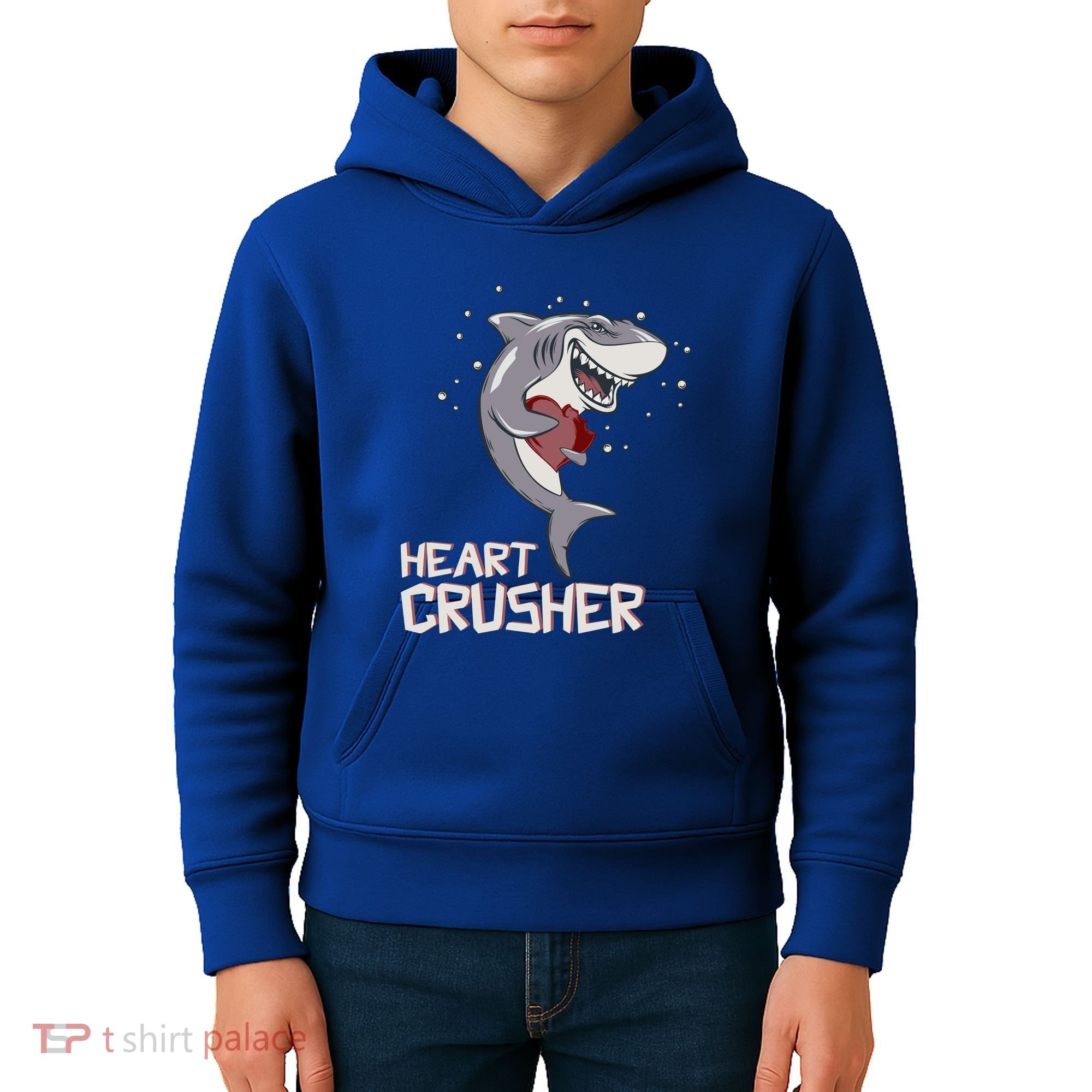 Heart Shark Crusher Valentines Day Cute Vgiftday Gift Kids Hoodie