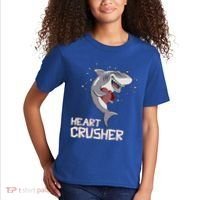 Heart Shark Crusher Valentines Day Cute Vgiftday Gift Kids T-Shirt thumb 2
