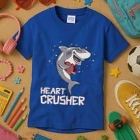 Heart Shark Crusher Valentines Day Cute Vgiftday Gift Kids T-Shirt thumb 3