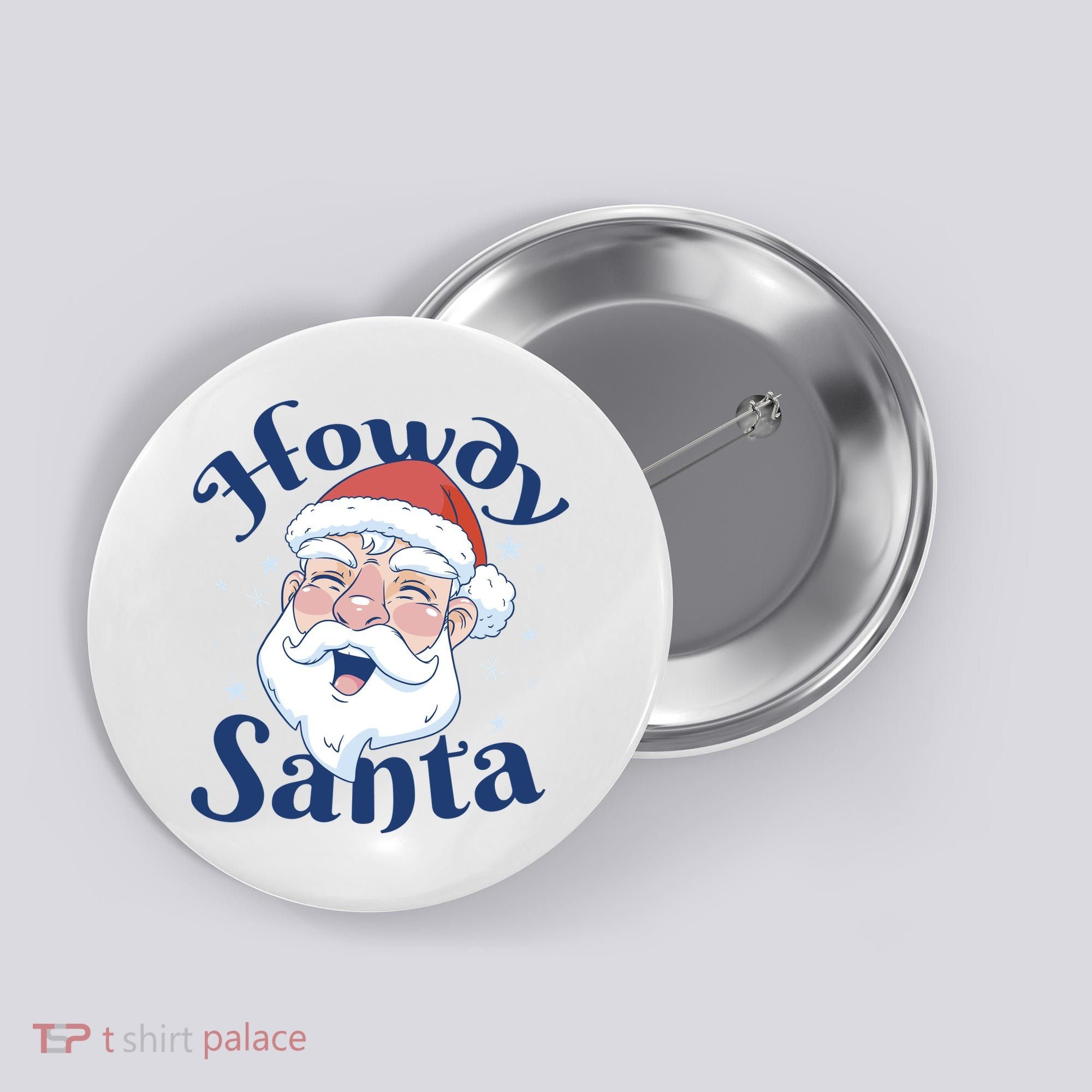 Howdy Santa Christmas Button