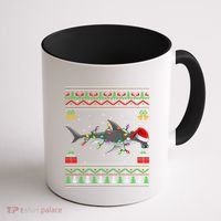 Hammerhead Shark Christmas Lights Santa Ugly Xmas Gift Coffee Mug thumb 1