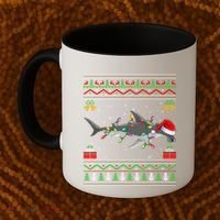 Hammerhead Shark Christmas Lights Santa Ugly Xmas Gift Coffee Mug thumb 2