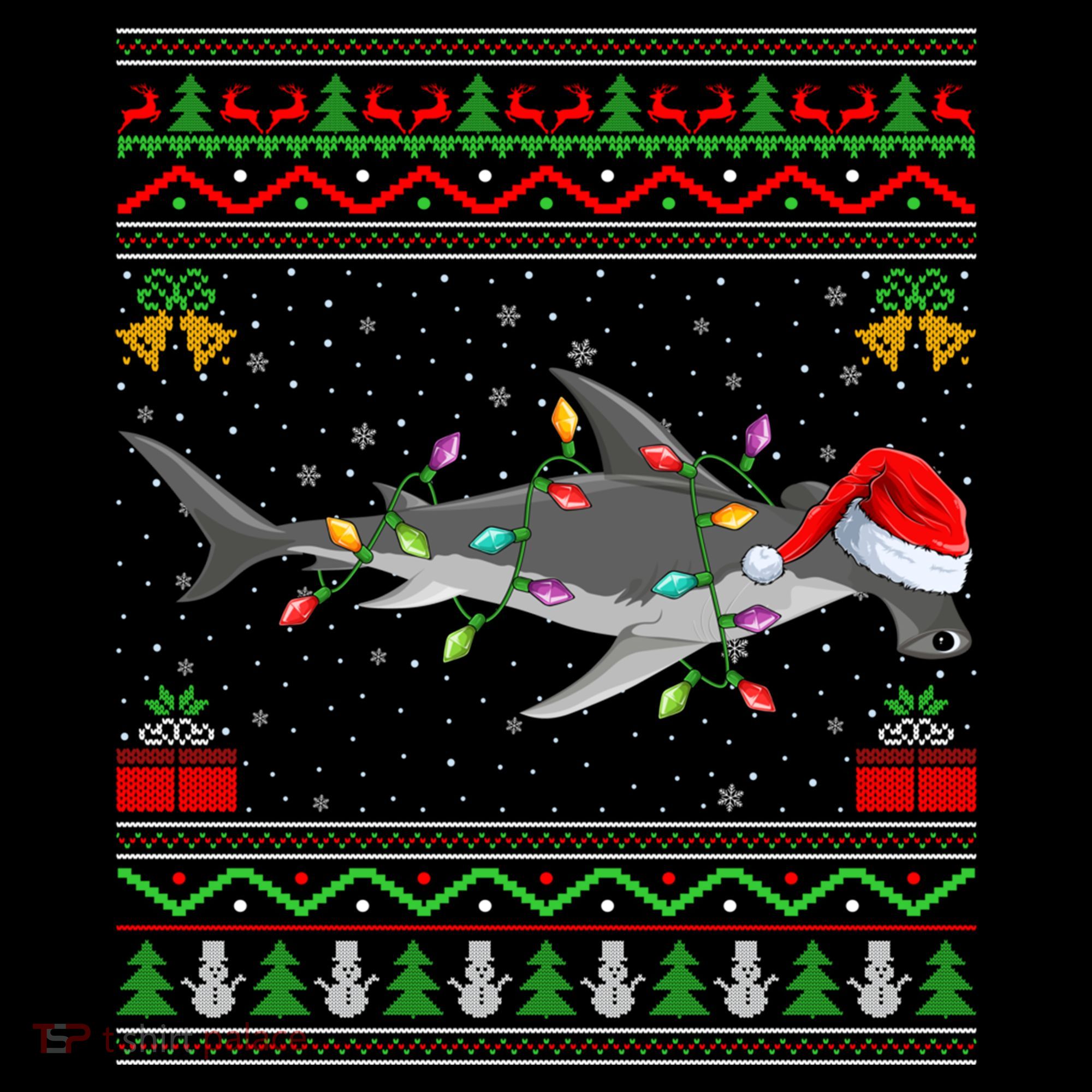 Hammerhead Shark Christmas Lights Santa Ugly Xmas Gift Coffee Mug