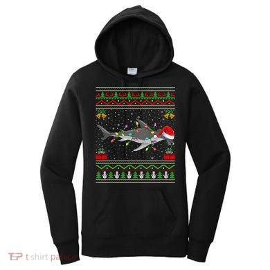 Hammerhead Shark Christmas Lights Santa Ugly Xmas Gift Women's Hoodie