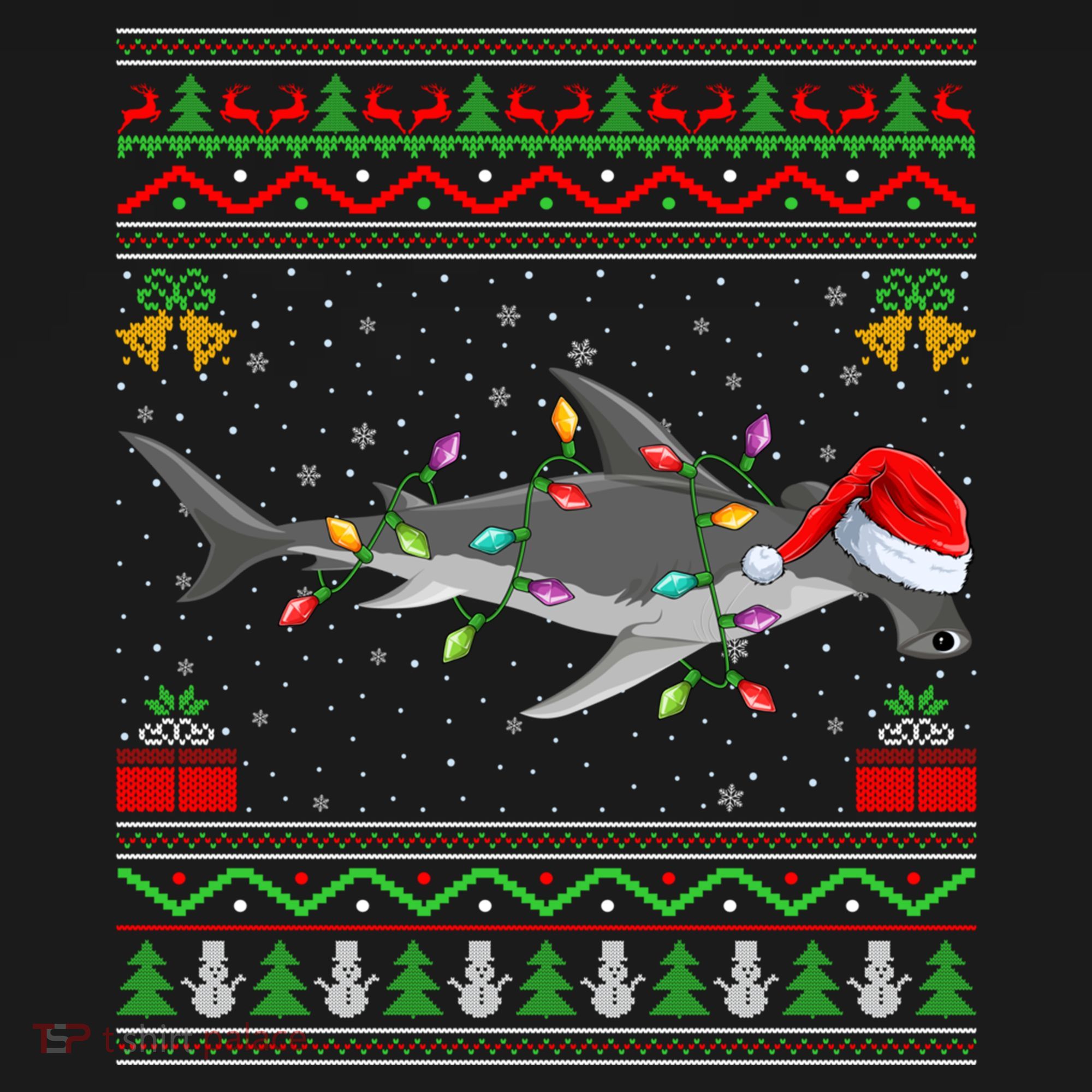 Hammerhead Shark Christmas Lights Santa Ugly Xmas Gift Women's Hoodie