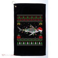 Hammerhead Shark Christmas Lights Santa Ugly Xmas Gift Golf Towel thumb 0