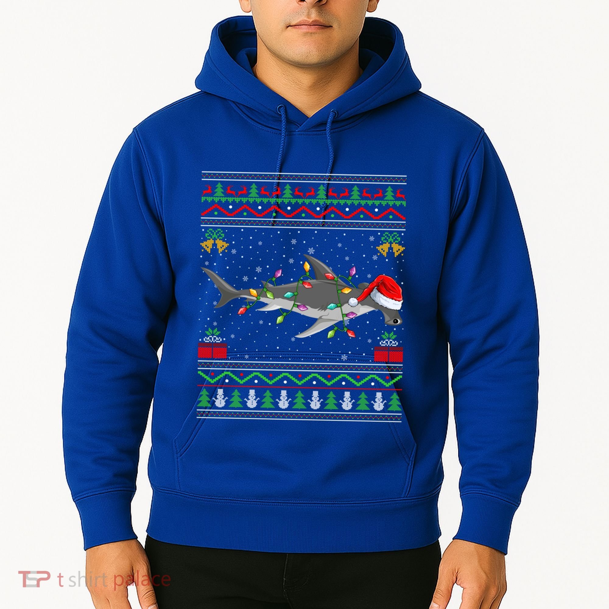 Hammerhead Shark Christmas Lights Santa Ugly Xmas Gift Hoodie