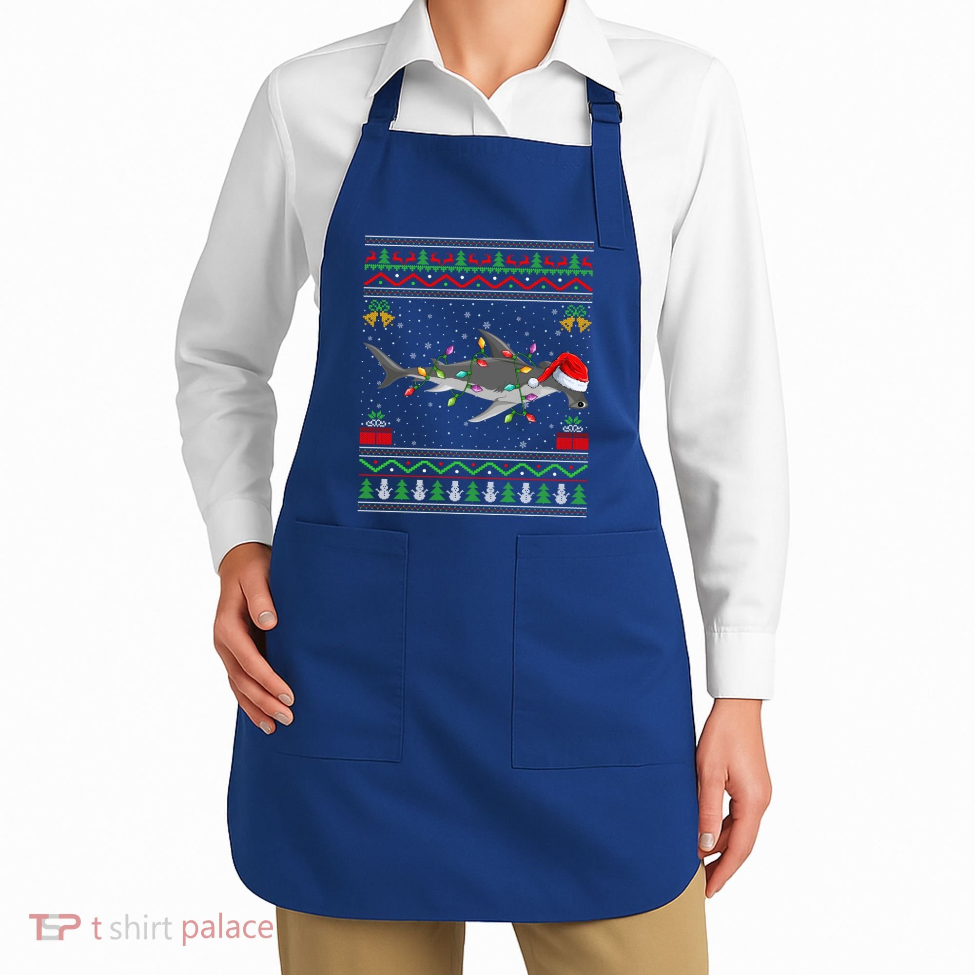 Hammerhead Shark Christmas Lights Santa Ugly Xmas Gift Apron