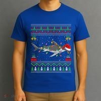 Hammerhead Shark Christmas Lights Santa Ugly Xmas Gift T-Shirt thumb 3