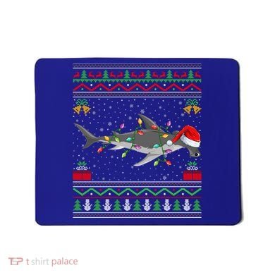 Hammerhead Shark Christmas Lights Santa Ugly Xmas Gift Mousepad
