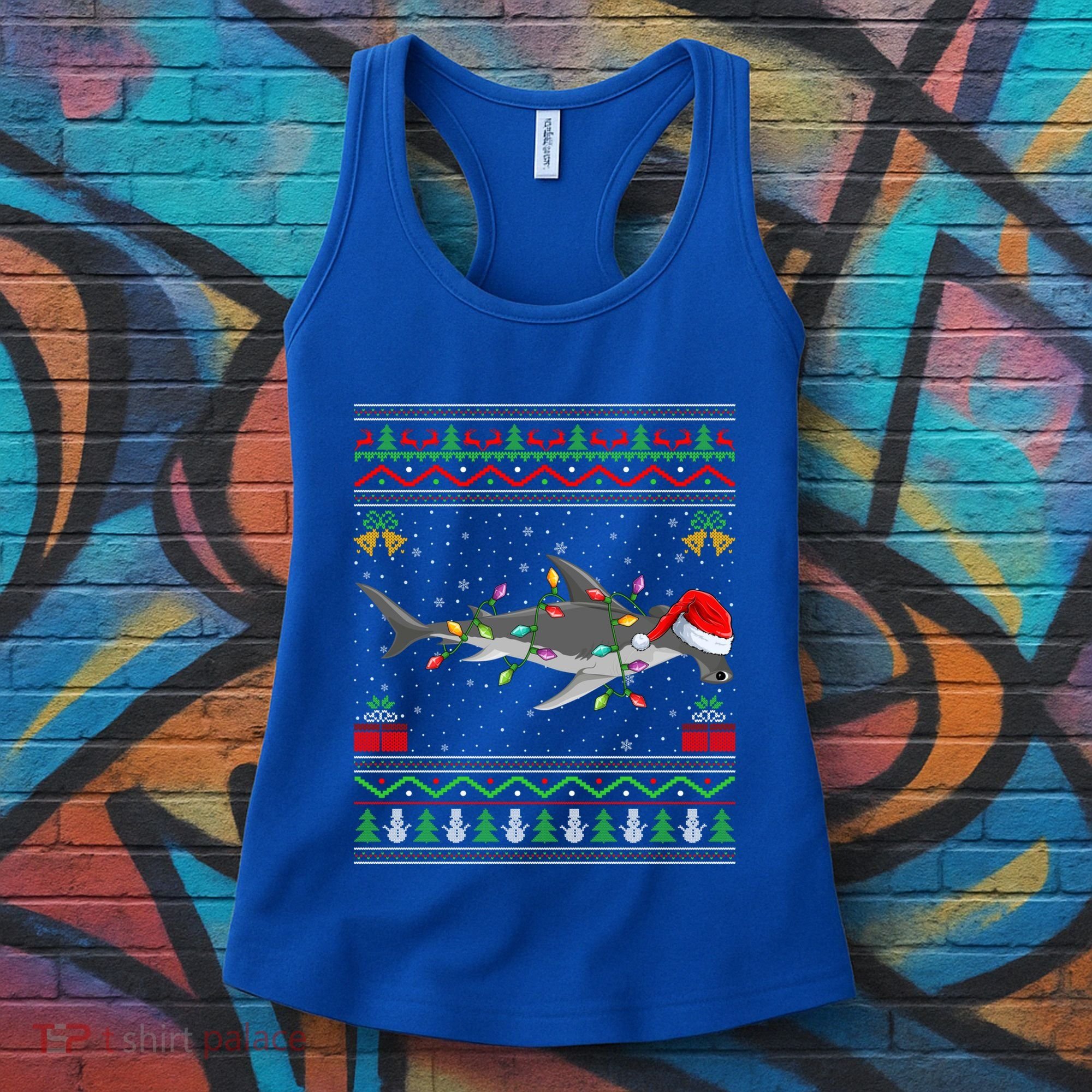 Hammerhead Shark Christmas Lights Santa Ugly Xmas Gift Women's Tank Top