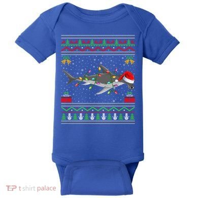 Hammerhead Shark Christmas Lights Santa Ugly Xmas Gift Baby Bodysuit