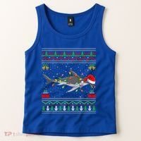 Hammerhead Shark Christmas Lights Santa Ugly Xmas Gift Tank Top thumb 2