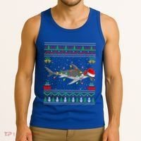 Hammerhead Shark Christmas Lights Santa Ugly Xmas Gift Tank Top thumb 3