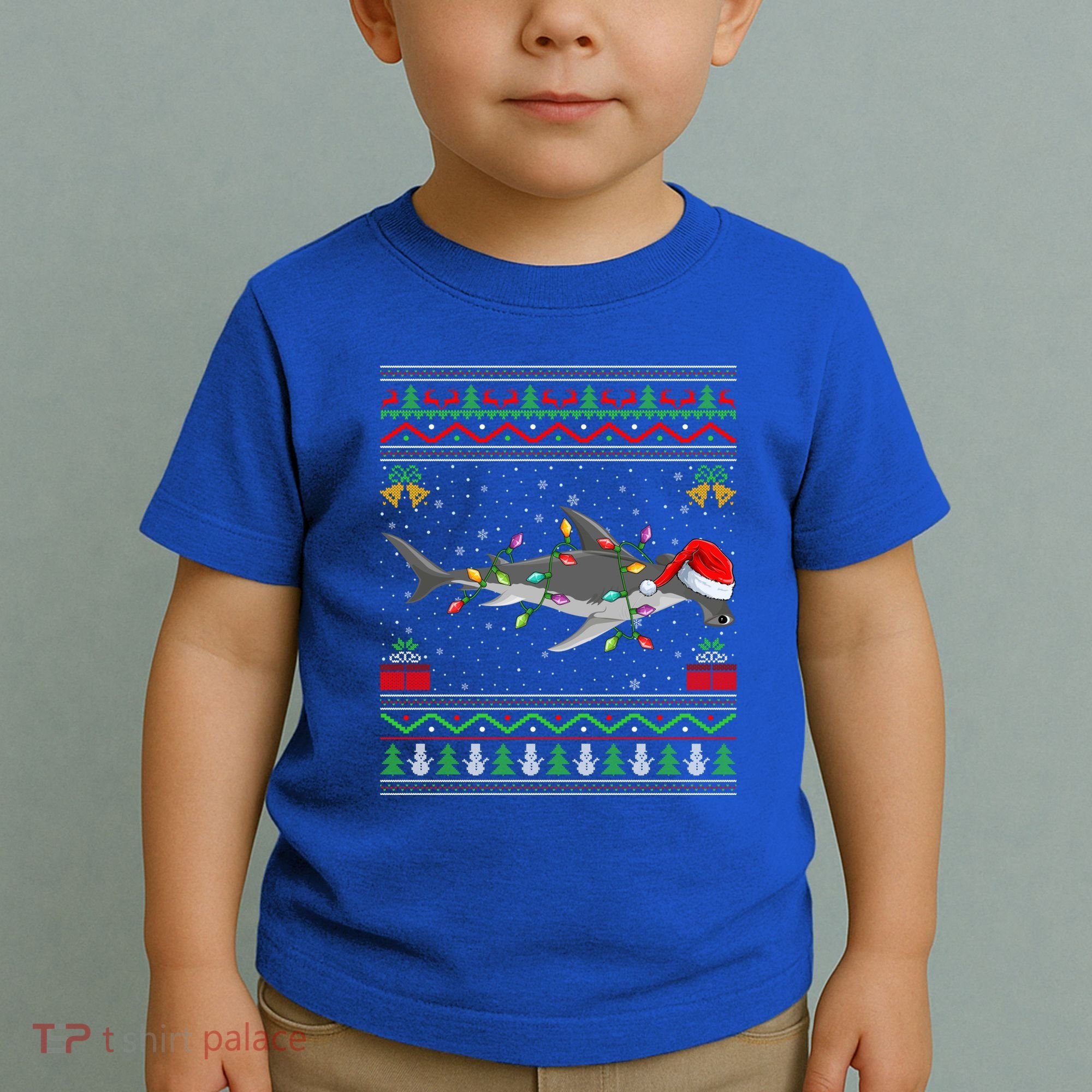 Hammerhead Shark Christmas Lights Santa Ugly Xmas Gift Toddler T-Shirt