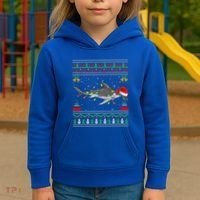 Hammerhead Shark Christmas Lights Santa Ugly Xmas Gift Kids Hoodie thumb 3