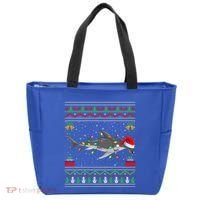 Hammerhead Shark Christmas Lights Santa Ugly Xmas Gift Tote Bag thumb 0