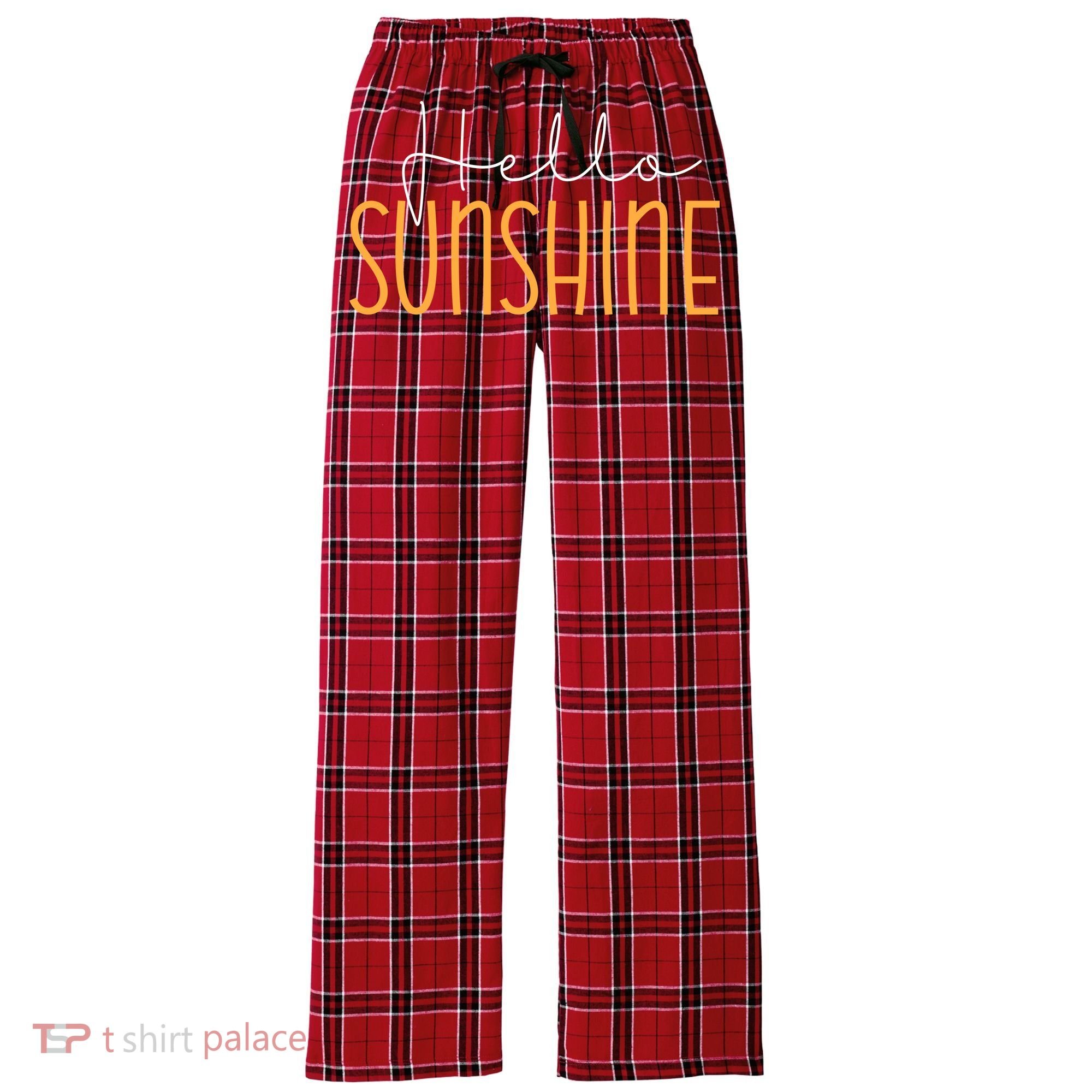 Hello Sunshine Cute Gift Women's Flannel Plaid Pajama Pants
