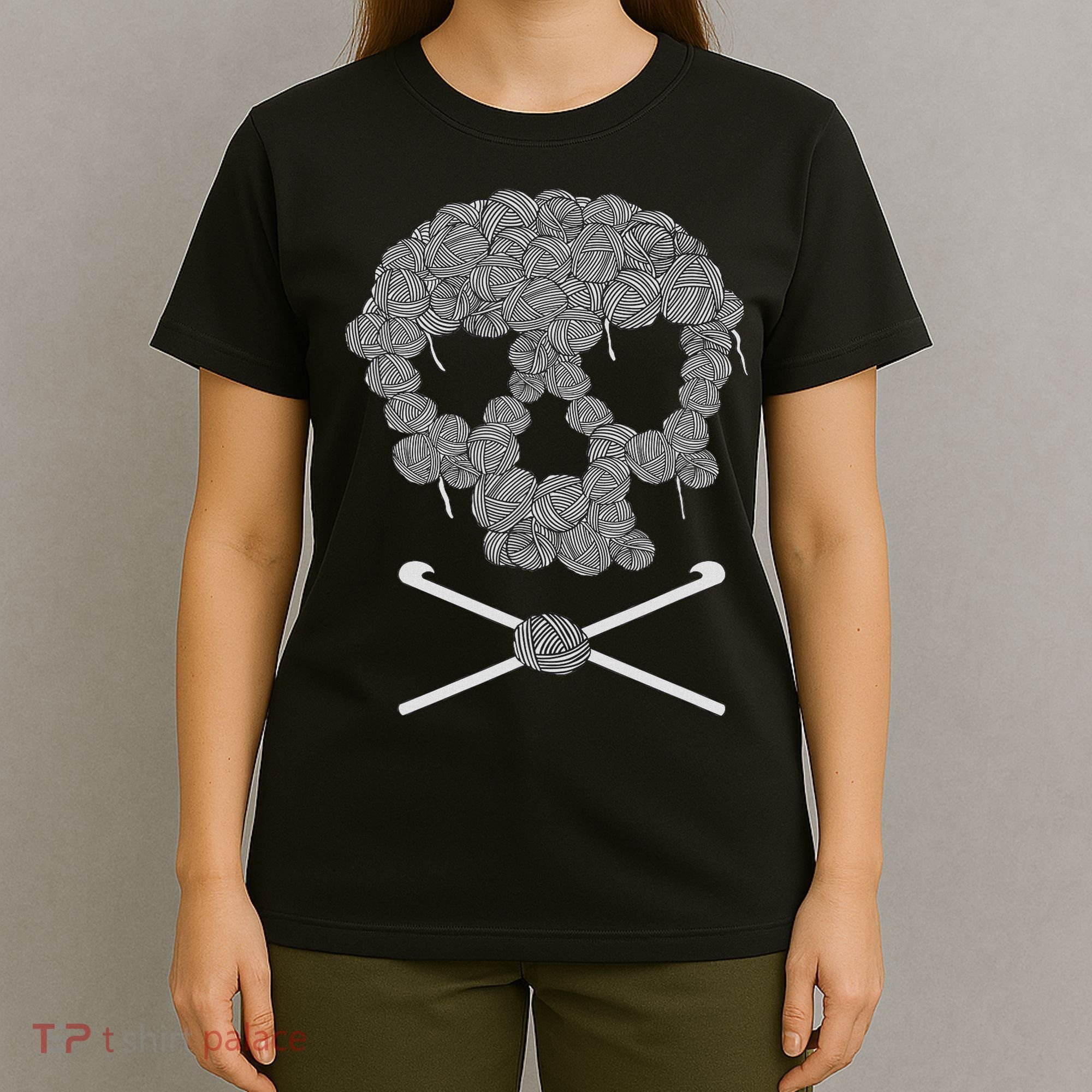 Halloween Skull Crochet Lovers Yarn Funny Skeleton T-Shirt