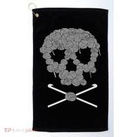 Halloween Skull Crochet Lovers Yarn Funny Skeleton Golf Towel thumb 0
