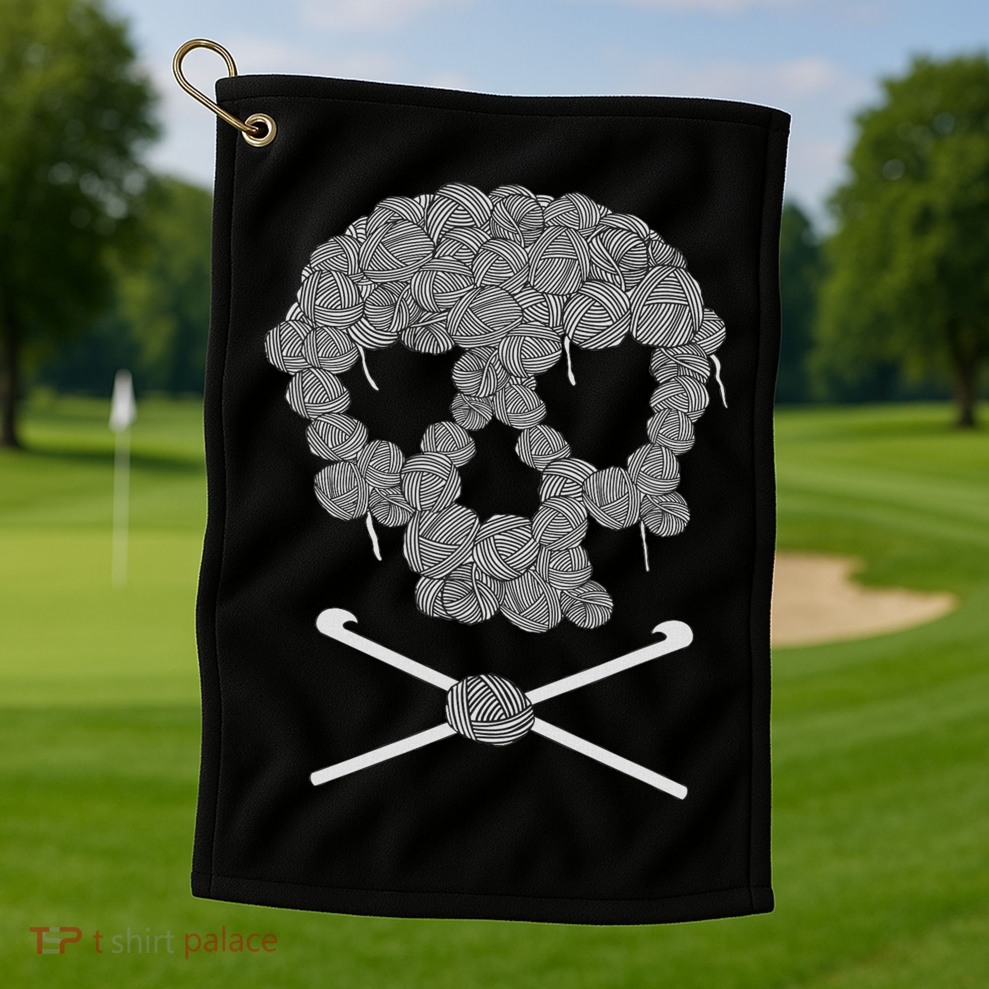 Halloween Skull Crochet Lovers Yarn Funny Skeleton Golf Towel