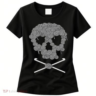 Halloween Skull Crochet Lovers Yarn Funny Skeleton Women's T-Shirt