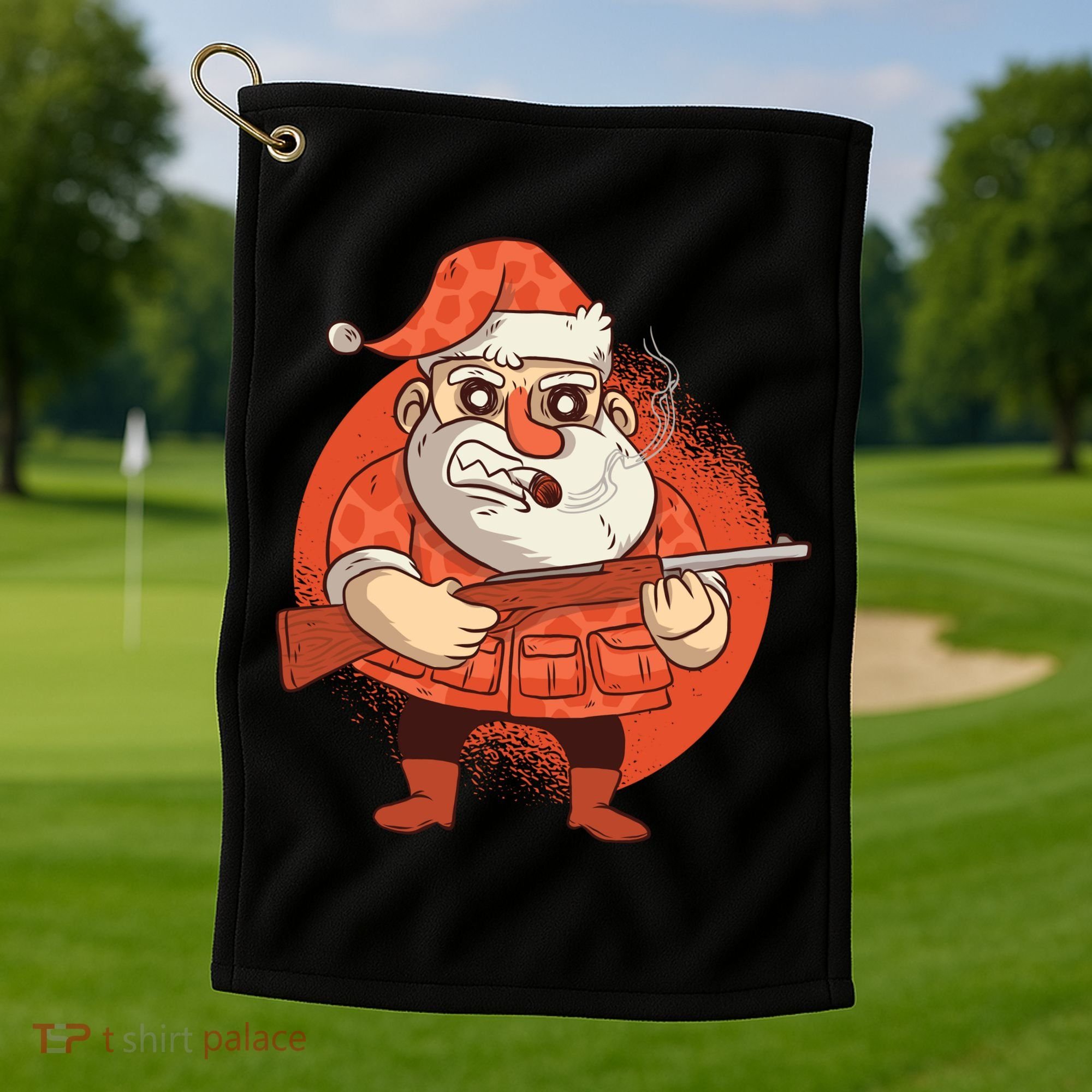 Hunting Santa Claus Golf Towel