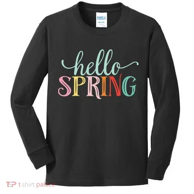 Hello Spring Colorful Kids Long Sleeve Shirt