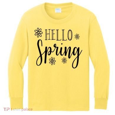 Hello Spring Cute Flower Kids Long Sleeve Shirt