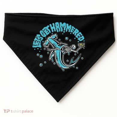 Hammerhead Shark Drinking Pun Let's Get Hammered Party USA-Made Doggie Bandana