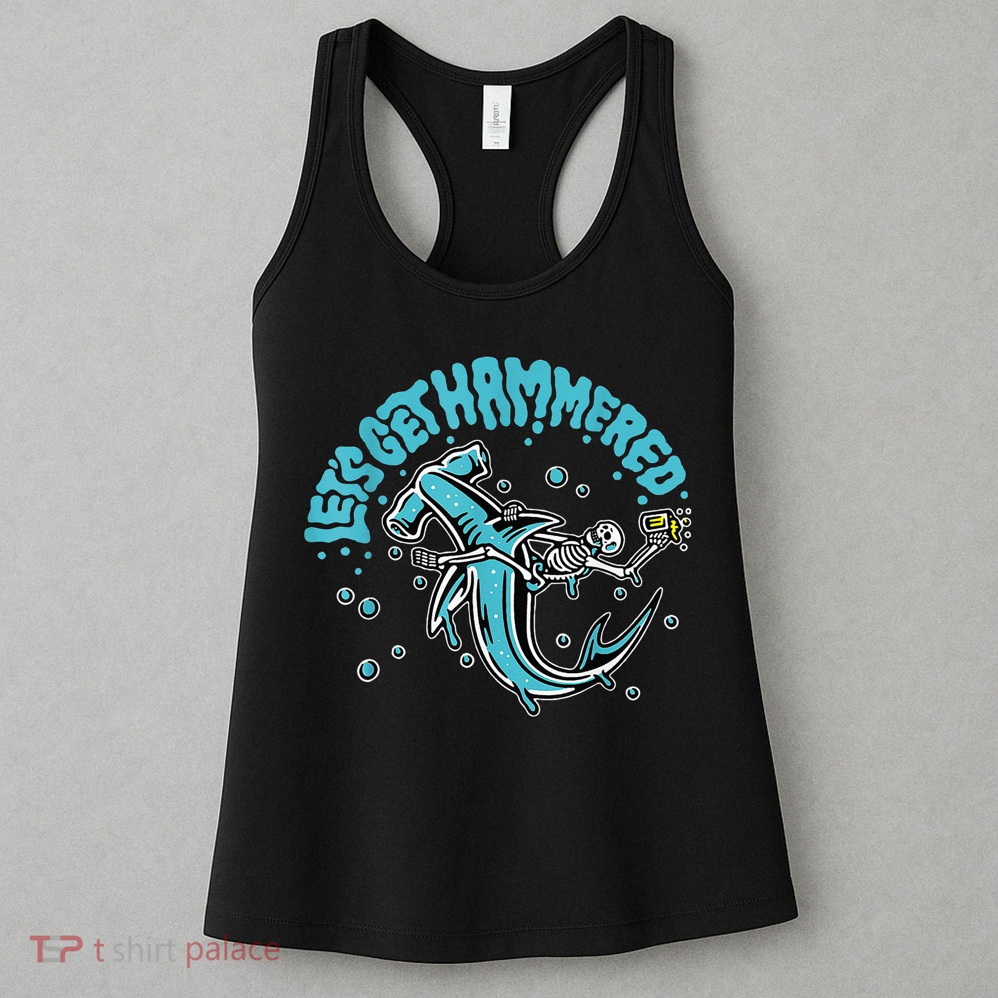 Hammerhead Shark Drinking Pun Let's Get Hammered Party Women's Tank Top