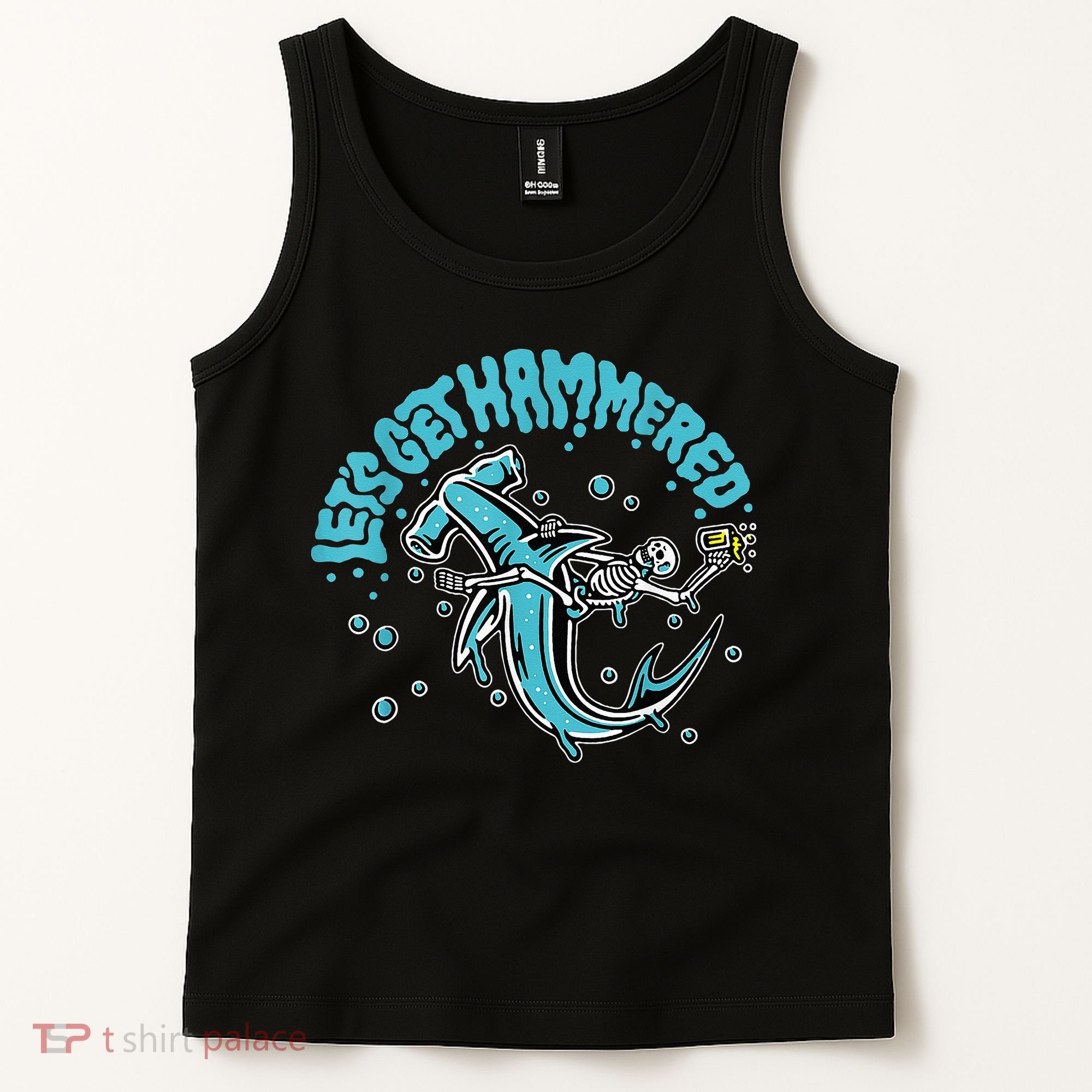 Hammerhead Shark Drinking Pun Let's Get Hammered Party Tank Top