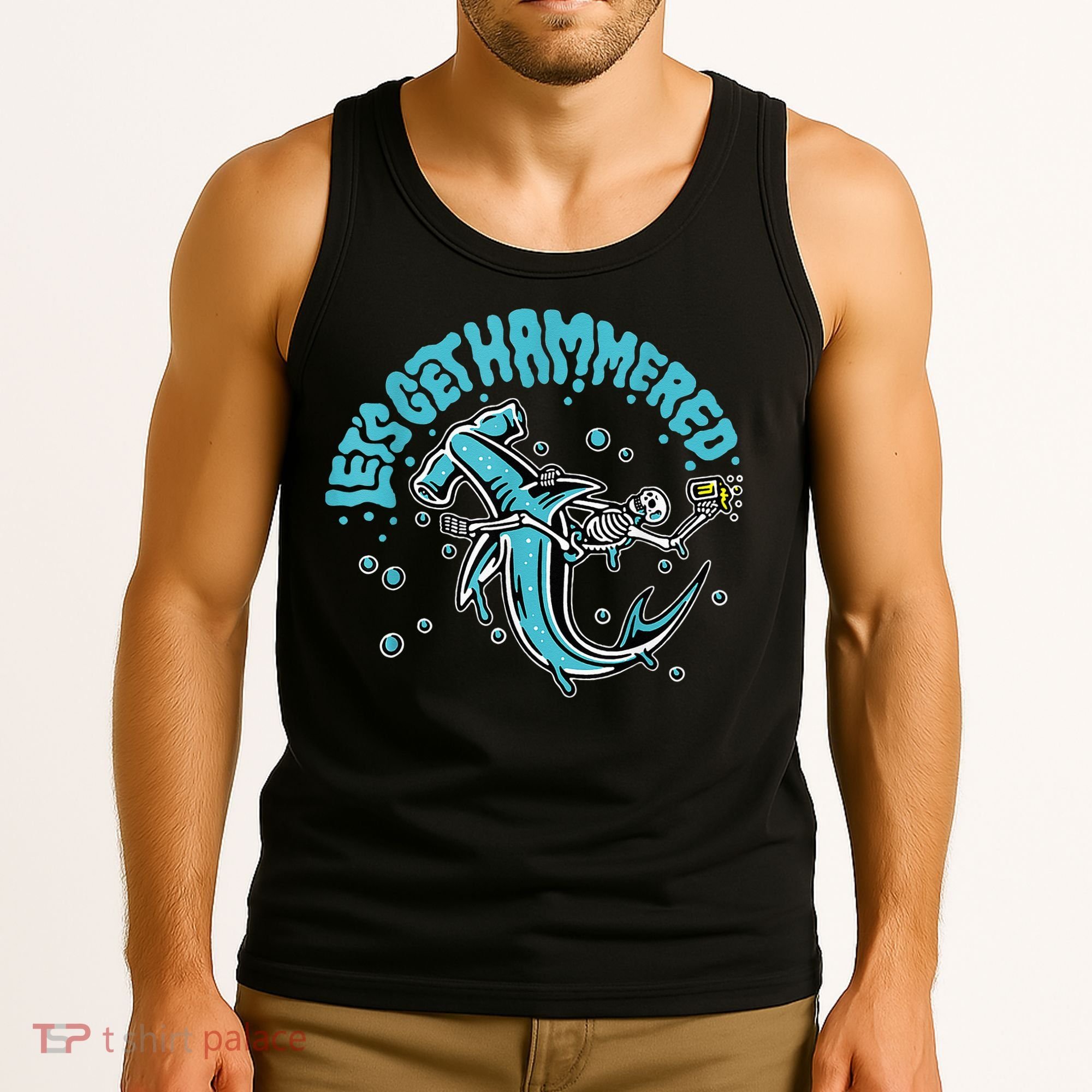 Hammerhead Shark Drinking Pun Let's Get Hammered Party Tank Top