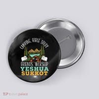Happy Sukkot Day Lulav Palm Tree Israelite Jewish Button thumb 0