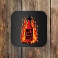 Hot Sauce Day Burn Baby Burn Passionate Fire Coaster thumb 0