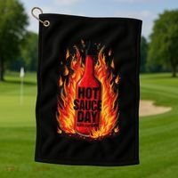 Hot Sauce Day Burn Baby Burn Passionate Fire Golf Towel thumb 1