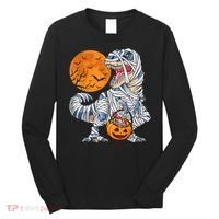 Halloween Shirts Dinosaur T Rex Mummy Pumpkin Long Sleeve Shirt thumb 0