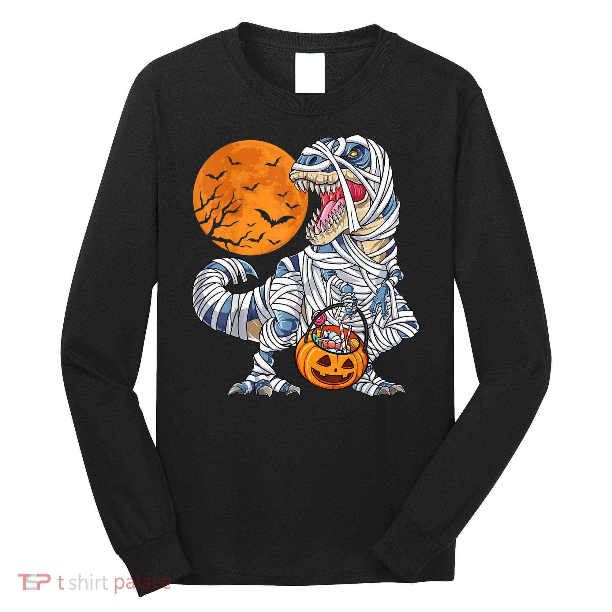 Halloween Shirts Dinosaur T Rex Mummy Pumpkin Long Sleeve Shirt