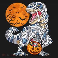 Halloween Shirts Dinosaur T Rex Mummy Pumpkin Long Sleeve Shirt thumb 2