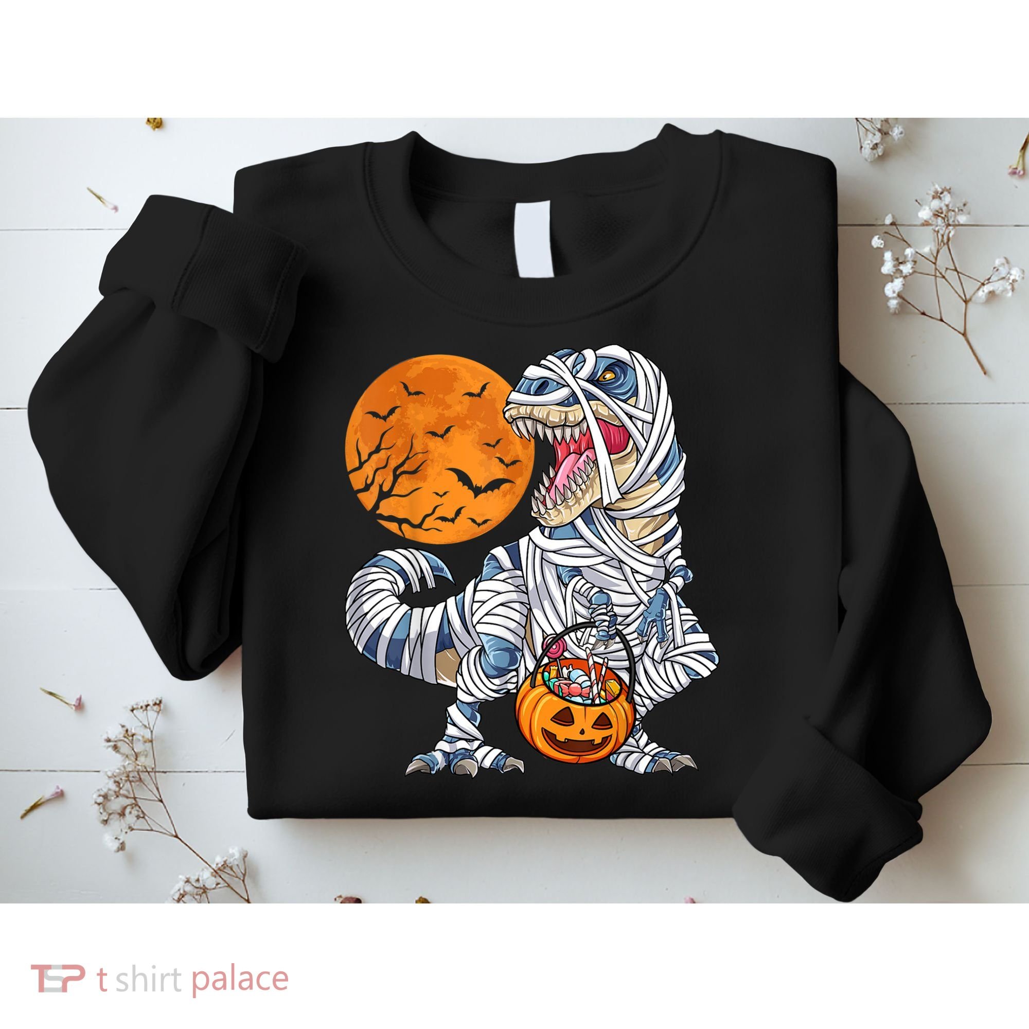 Halloween Shirts Dinosaur T Rex Mummy Pumpkin Sweatshirt